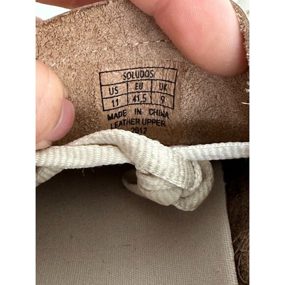 Soludos The Original Ibiza Sneaker Leather Gold Low Top Lace Up School Size 11 - Picture 7 of 10